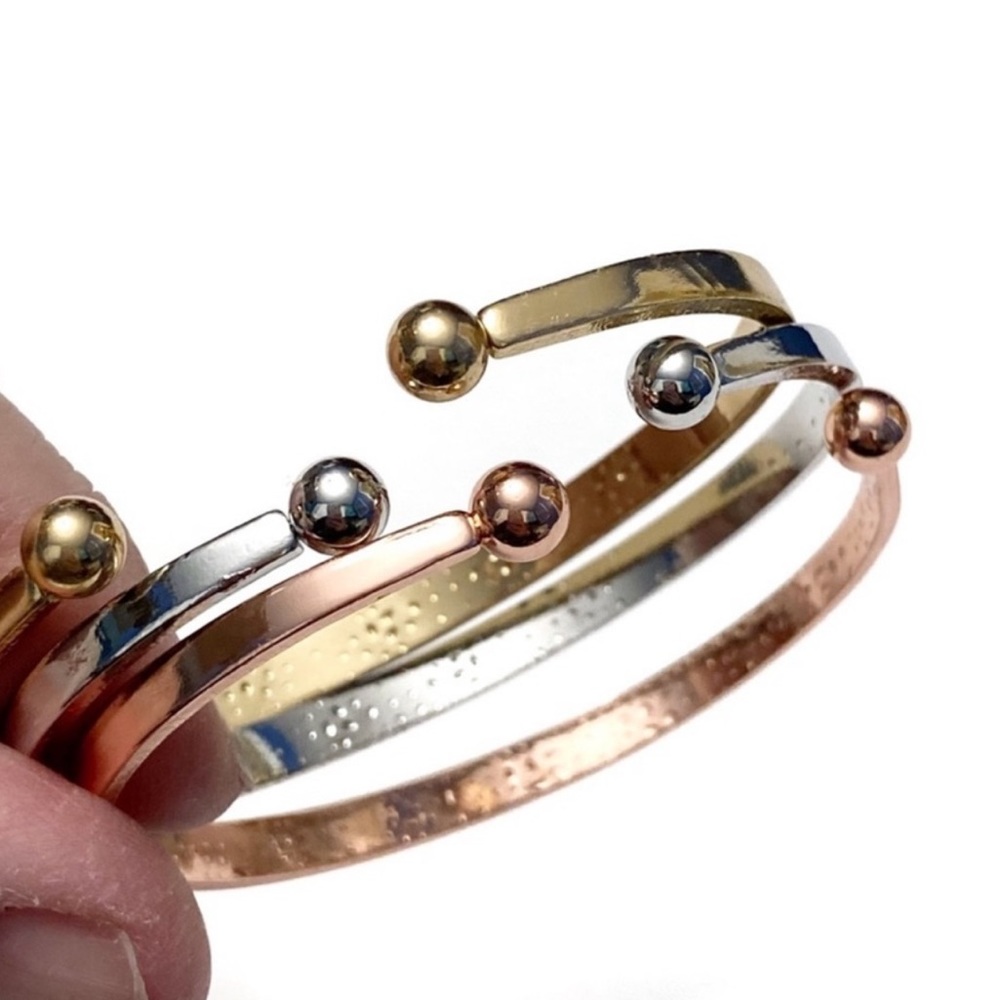 $3/20 Love Bracelets Triple Stacking Stamped Word Metal Cuffs Tri Color - Picture 6 of 7